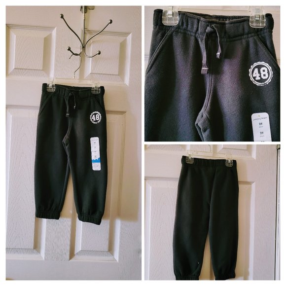 BNWT Dark Gray FLEECE PANTS w/POCKETS Sz 2T (drawstring & lightweight!) - Picture 1 of 8